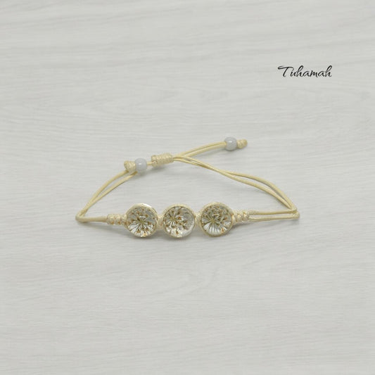 أسورة بثلاث خرزات من الزهور الطبيعية وكريستالة فاخرة