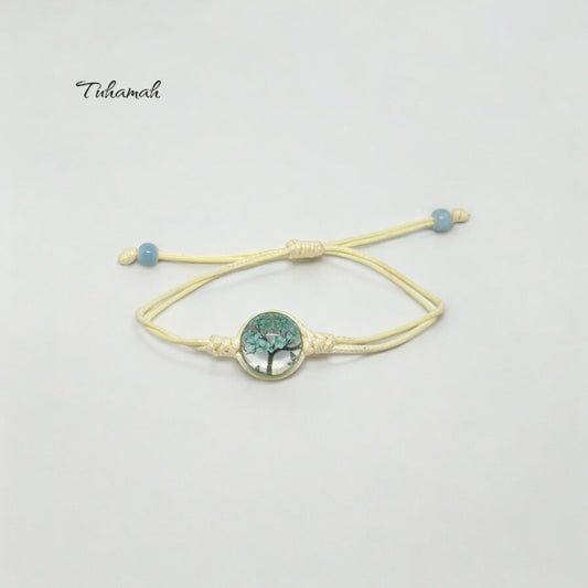 أسورة بخرزة واحدة  من الكريستال الفاخر والزهور الطبيعية